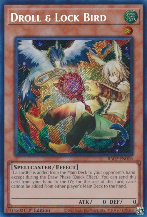Droll & Lock Bird (Alternate Art) (Secret Rare) [RA02-EN006] Secret Rare | Deep Dive Games St. Marys