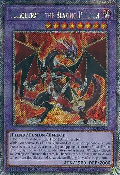 Masquerade the Blazing Dragon (Platinum Secret Rare) [RA02-EN022] Platinum Secret Rare | Deep Dive Games St. Marys