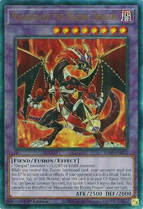 Masquerade the Blazing Dragon (PUR) [RA02-EN022] Prismatic Ultimate Rare | Deep Dive Games St. Marys