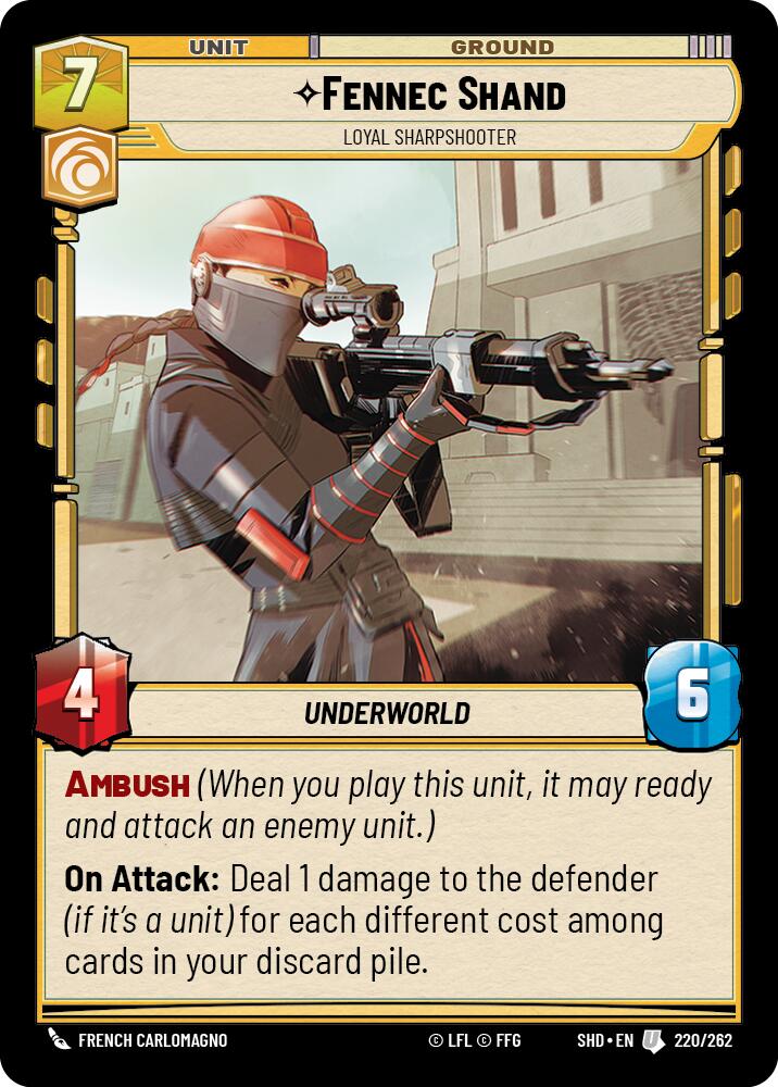 Fennec Shand - Loyal Sharpshooter (220/262) (220/262) [Shadows of the Galaxy] | Deep Dive Games St. Marys