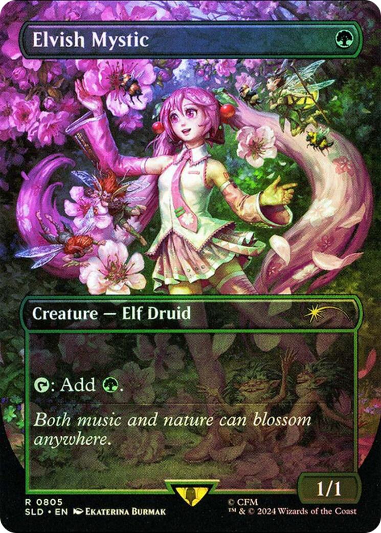 Elvish Mystic (0805 - Japanese Rainbow Foil) [Secret Lair Drop Series] | Deep Dive Games St. Marys