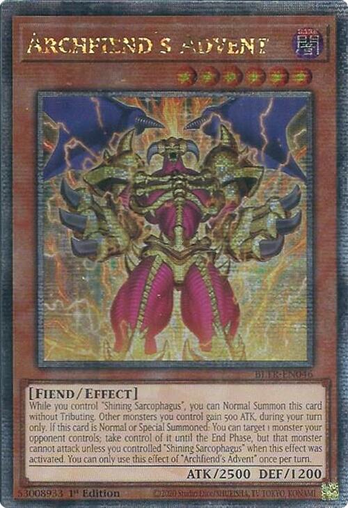Archfiend's Advent (Quarter Century Secret Rare) [BLTR-EN046] Quarter Century Secret Rare | Deep Dive Games St. Marys