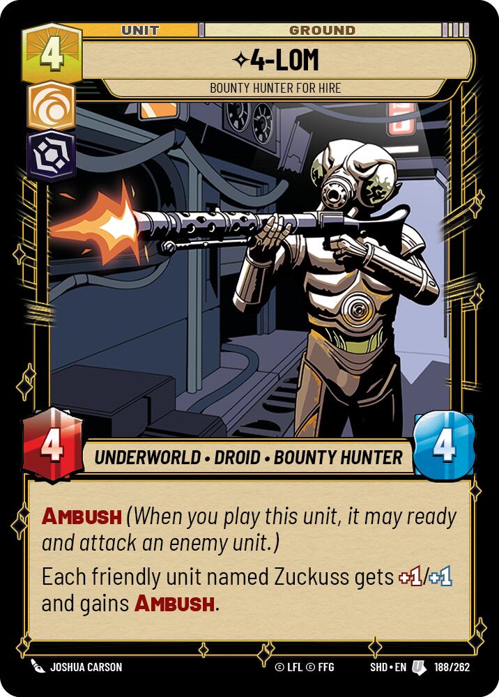 4-LOM - Bounty Hunter for Hire (188/262) (188/262) [Shadows of the Galaxy] | Deep Dive Games St. Marys