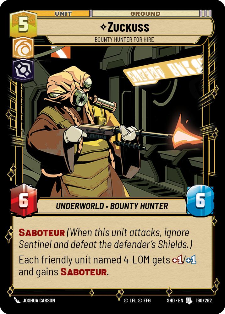 Zuckuss - Bounty Hunter for Hire (190/262) (190/262) [Shadows of the Galaxy] | Deep Dive Games St. Marys