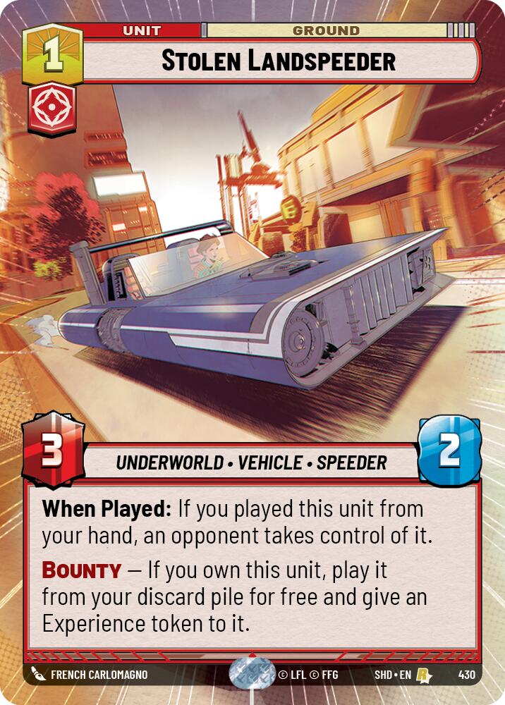 Stolen Landspeeder (430) (Hyperspace) (430) [Shadows of the Galaxy] | Deep Dive Games St. Marys