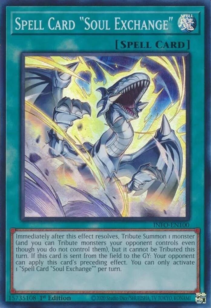 Spell Card "Soul Exchange" [INFO-EN100] Super Rare | Deep Dive Games St. Marys