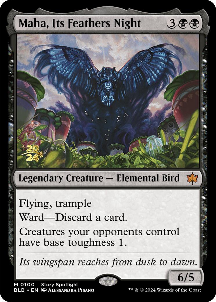 Maha, Its Feathers Night [Bloomburrow Prerelease Promos] | Deep Dive Games St. Marys