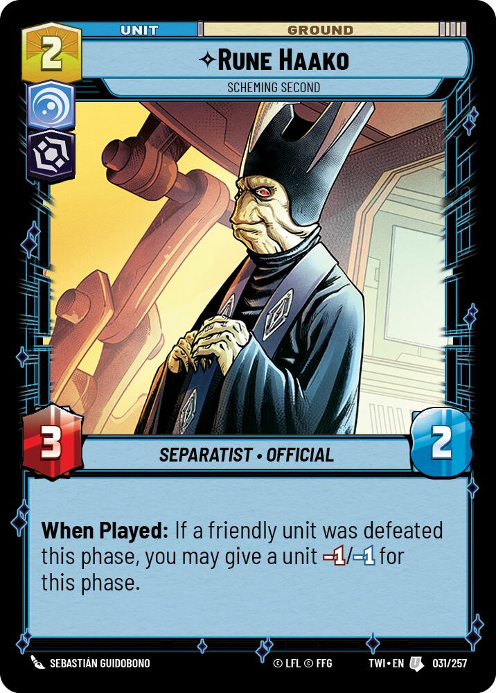 Rune Haako - Scheming Second (031/257) (031/257) [Twilight of the Republic] | Deep Dive Games St. Marys