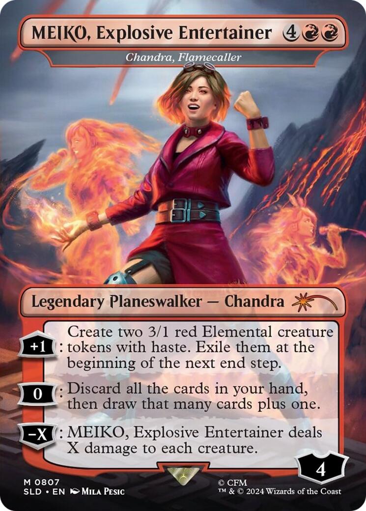 MEIKO, Explosive Entertainer - Chandra, Flamecaller (Rainbow Foil) (Japanese) [Secret Lair Drop Series] | Deep Dive Games St. Marys