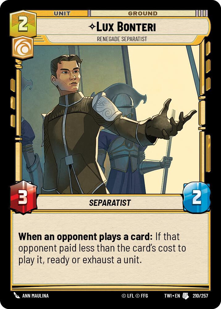 Lux Bonteri - Renegade Separatist (210/257) (210/257) [Twilight of the Republic] | Deep Dive Games St. Marys