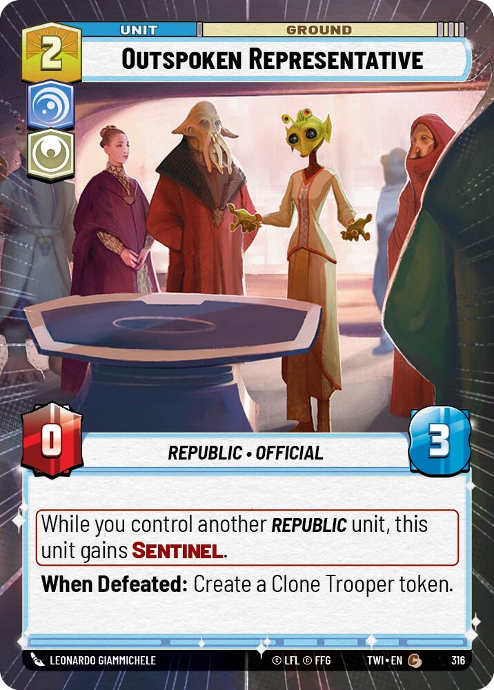 Outspoken Representative (316) (Hyperspace) (316) [Twilight of the Republic] | Deep Dive Games St. Marys