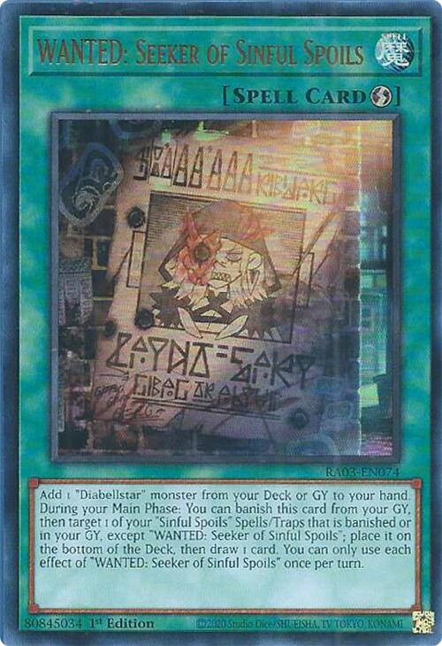 WANTED: Seeker of Sinful Spoils (UR) [RA03-EN074] Ultra Rare | Deep Dive Games St. Marys