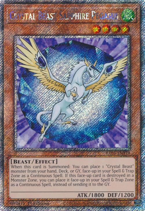 Crystal Beast Sapphire Pegasus (Platinum Secret Rare) [RA03-EN179] Platinum Secret Rare | Deep Dive Games St. Marys