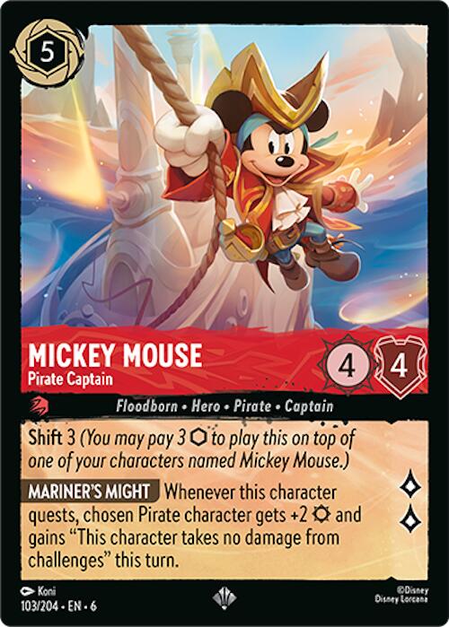 Mickey Mouse - Pirate Captain (103/204) [Azurite Sea] | Deep Dive Games St. Marys