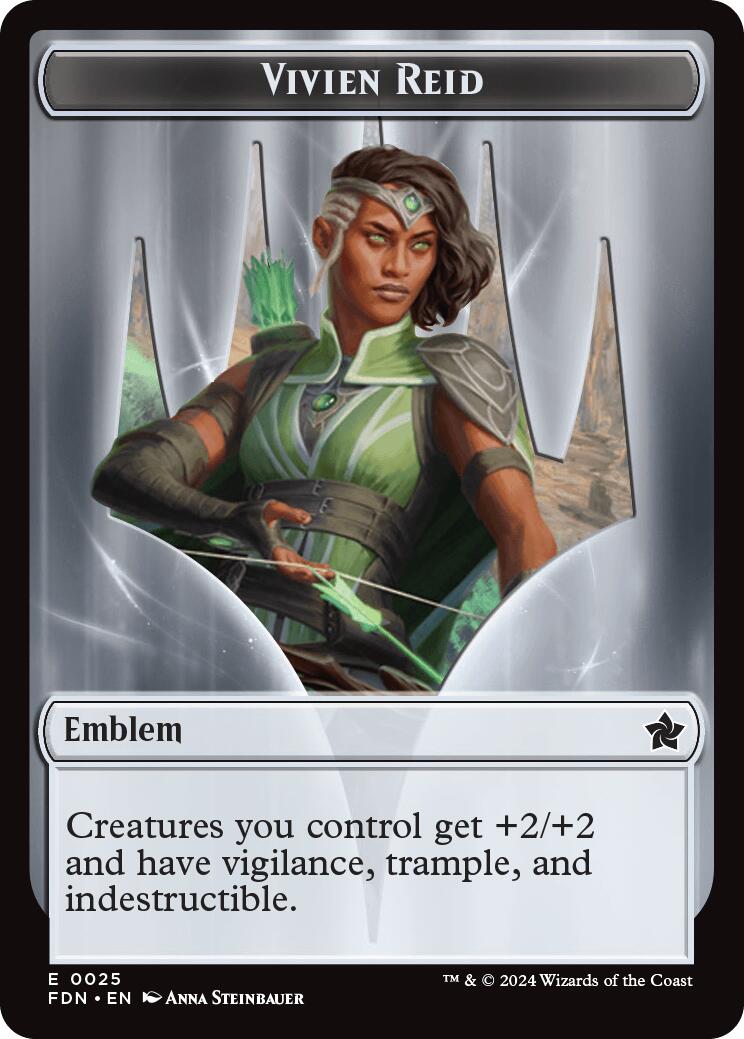 Emblem - Vivien Reid // Elf Warrior Double-Sided Token [Foundations Tokens] | Deep Dive Games St. Marys