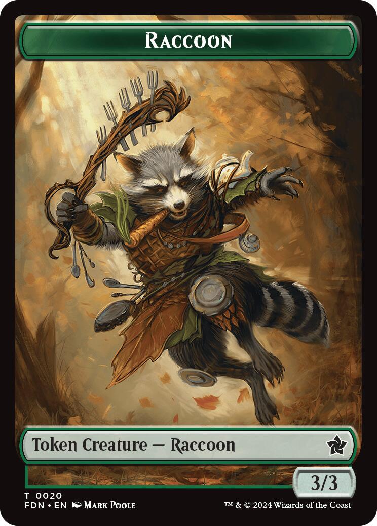 Elf Warrior // Raccoon Doubled-Sided Token [Foundations Tokens] | Deep Dive Games St. Marys
