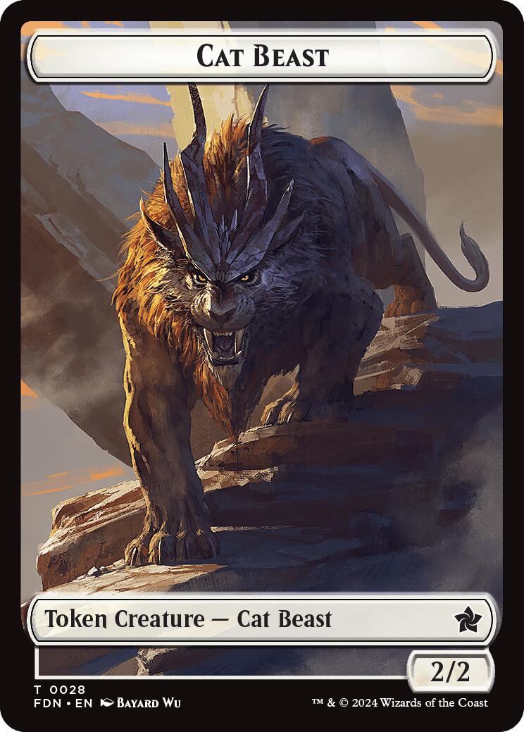 Cat Beast // Dragon (0017) Double-Sided Token [Foundations Tokens] | Deep Dive Games St. Marys