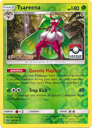 Tsareena (20/149) (League 3rd Place) [Sun & Moon: Base Set] | Deep Dive Games St. Marys