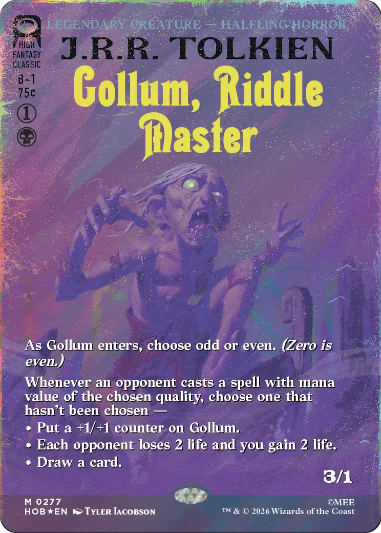 Gollum, Riddle Master (Borderless) (Surge Foil) [The Hobbit] | Deep Dive Games St. Marys
