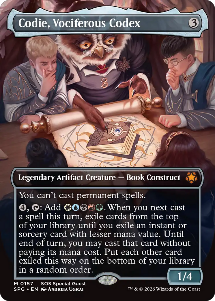 Codie, Vociferous Codex (Borderless) [Secrets of Strixhaven Special Guests] | Deep Dive Games St. Marys