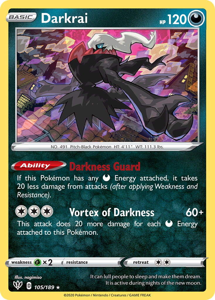 Darkrai (105/189) [Sword & Shield: Darkness Ablaze] | Deep Dive Games St. Marys