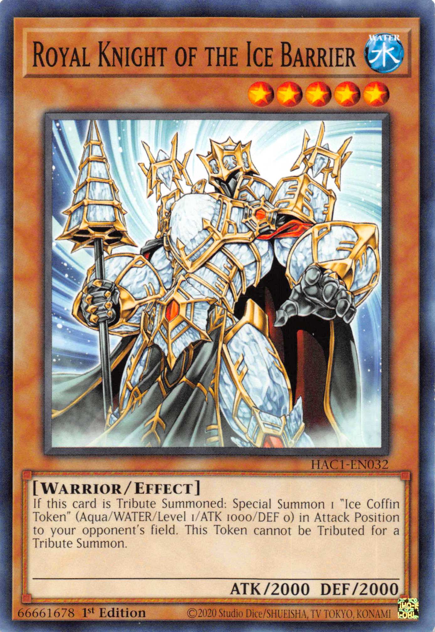 Royal Knight of the Ice Barrier [HAC1-EN032] Common | Deep Dive Games St. Marys
