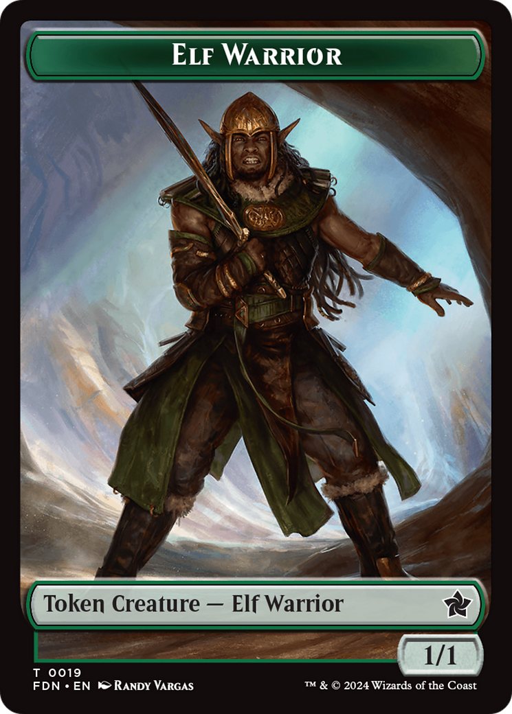 Elf Warrior // Cat (001) Doubled-Sided Token [Foundations Tokens] | Deep Dive Games St. Marys