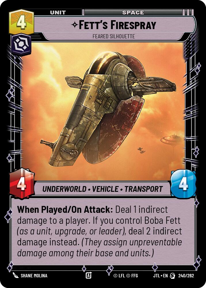 Fett's Firespray - Feared Silhouette (240/262) (240/257) [Jump to Lightspeed] | Deep Dive Games St. Marys