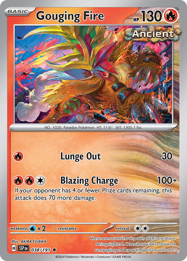 Gouging Fire (038/191) (Theme Deck Exclusive) [Scarlet & Violet: Surging Sparks] | Deep Dive Games St. Marys