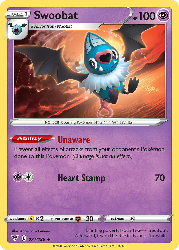 Swoobat (074/185) [Sword & Shield: Vivid Voltage] | Deep Dive Games St. Marys