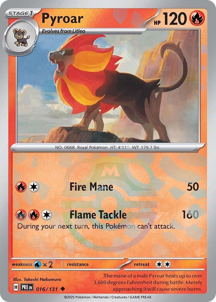 Pyroar (016/131) (Master Ball Pattern) [Scarlet & Violet: Prismatic Evolutions] | Deep Dive Games St. Marys
