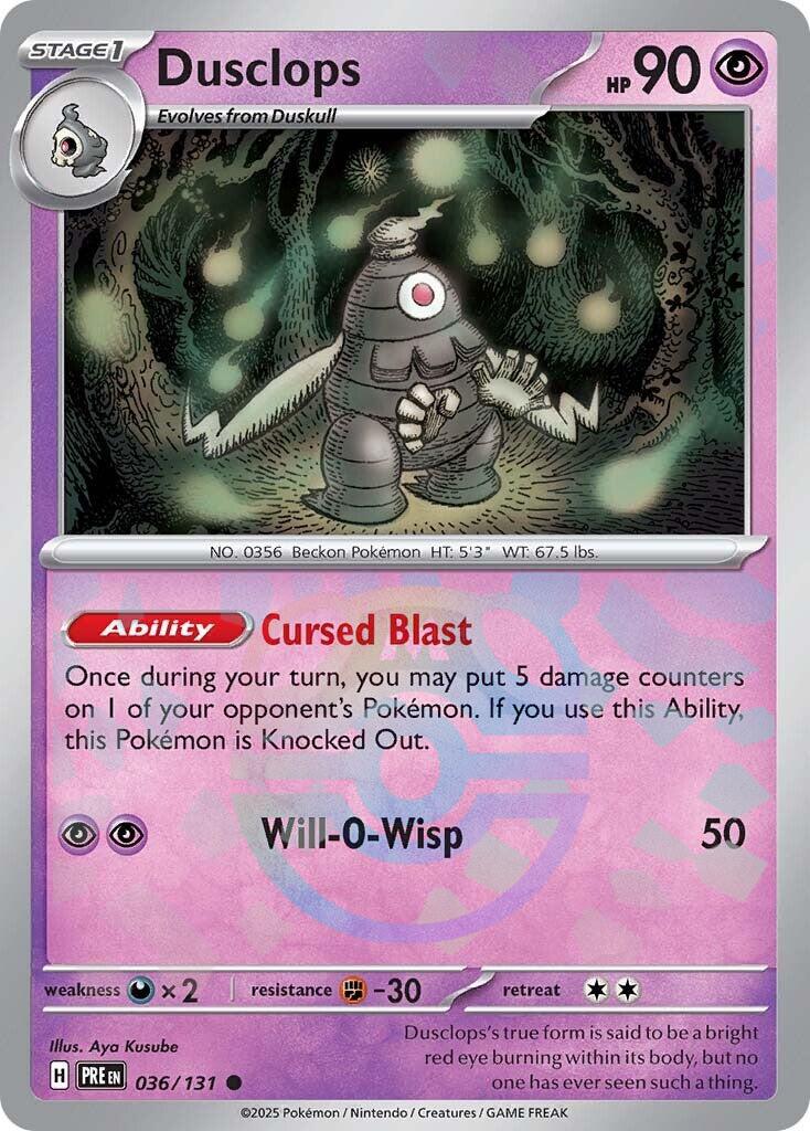 Dusclops (036/131) (Master Ball Pattern) [Scarlet & Violet: Prismatic Evolutions] | Deep Dive Games St. Marys