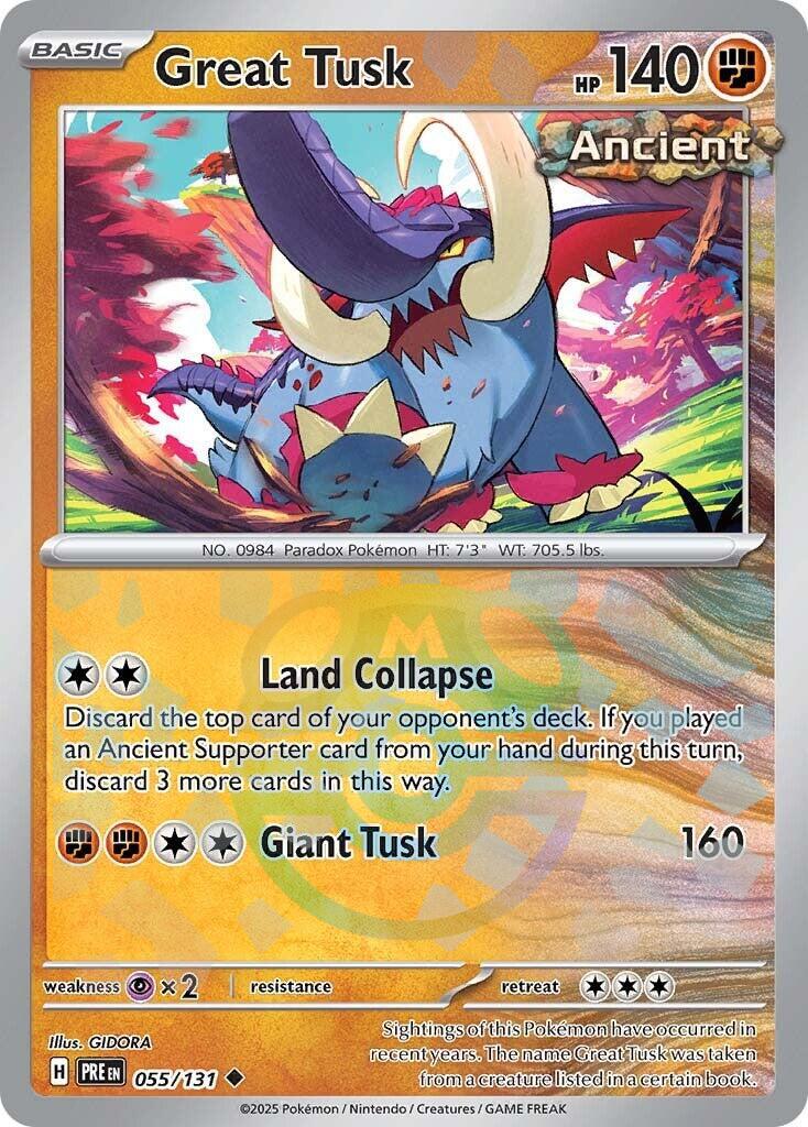 Great Tusk (055/131) (Master Ball Pattern) [Scarlet & Violet: Prismatic Evolutions] | Deep Dive Games St. Marys