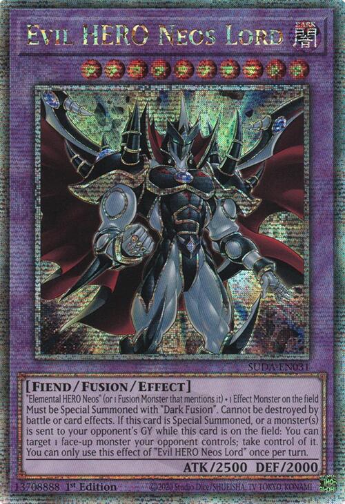 Evil HERO Neos Lord (Quarter Century Secret Rare) [SUDA-EN031] Quarter Century Secret Rare | Deep Dive Games St. Marys