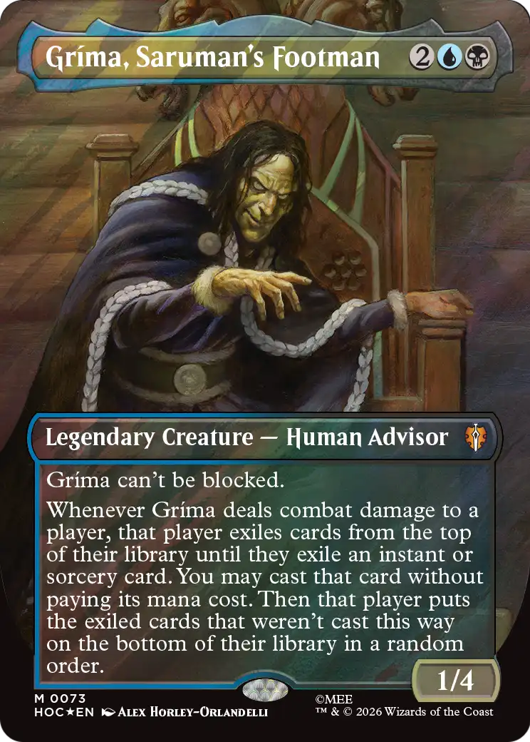 Grima, Saruman's Footman (Borderless) (Surge Foil) [The Hobbit: Eternal-Legal] | Deep Dive Games St. Marys