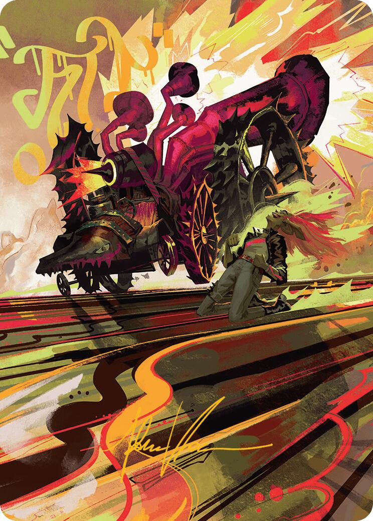 Rocketeer Boostbuggy Art Card (Gold-Stamped Signature) [Aetherdrift Art Series] | Deep Dive Games St. Marys