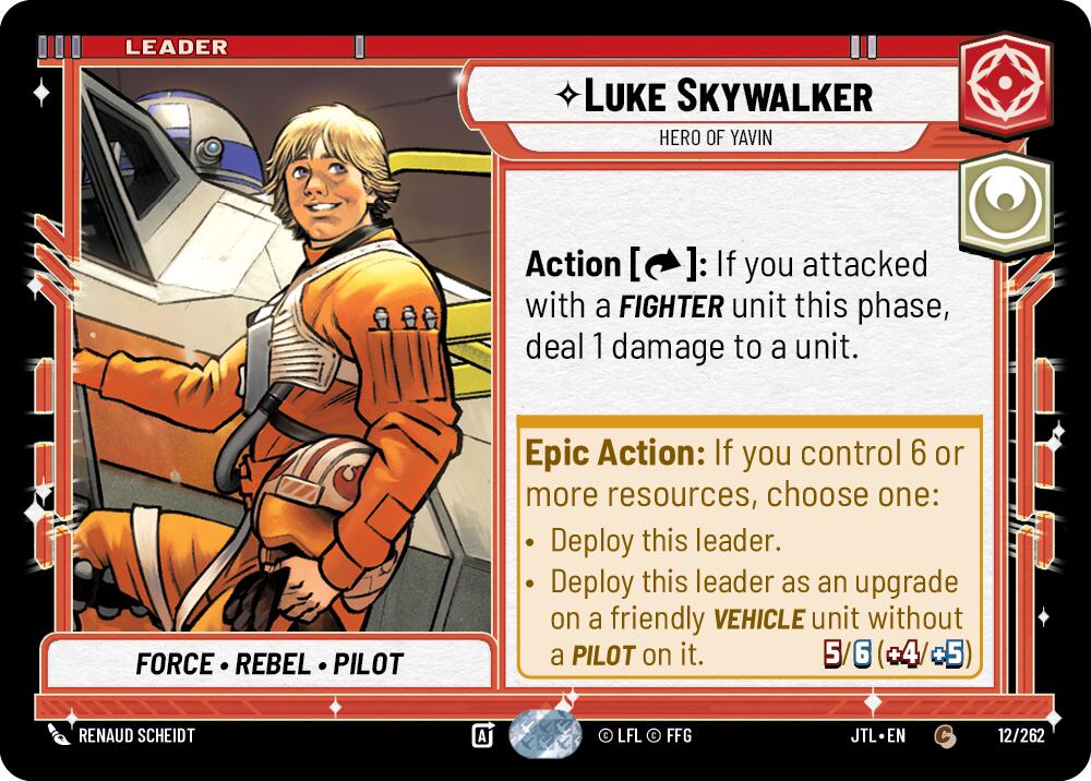 Luke Skywalker - Hero of Yavin (012/262) (012/257) [Jump to Lightspeed] | Deep Dive Games St. Marys