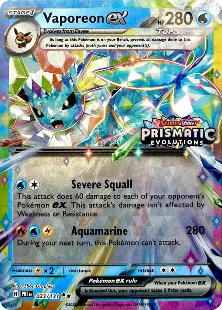 Vaporeon ex (023/131) (Prismatic Evolutions Stamp) [Scarlet & Violet: Prismatic Evolutions] | Deep Dive Games St. Marys
