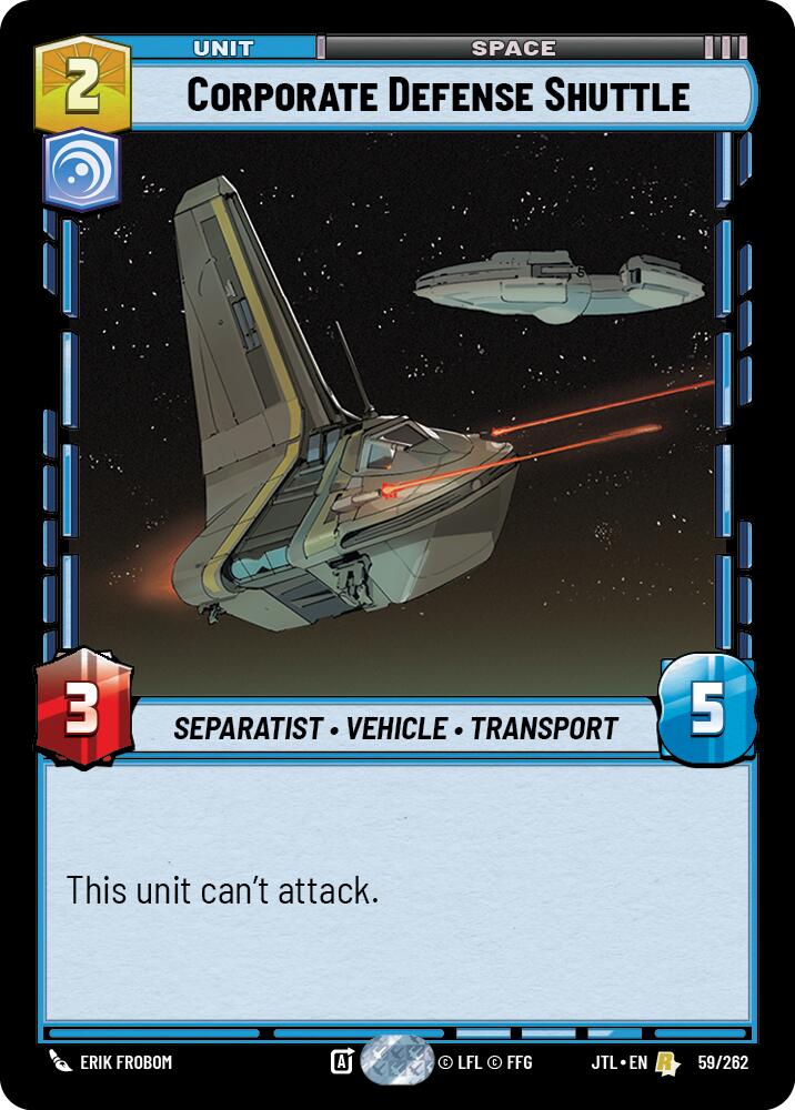 Corporate Defense Shuttle (059/262) (059/262) [Jump to Lightspeed] | Deep Dive Games St. Marys