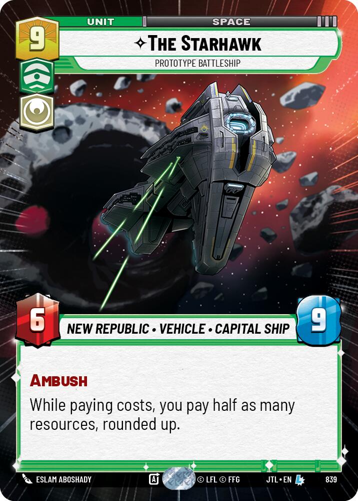 The Starhawk - Prototype Battleship (839) (Hyperspace Foil) (839) [Jump to Lightspeed] | Deep Dive Games St. Marys