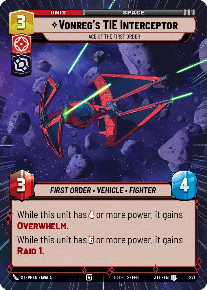 Vonreg's TIE Interceptor - Ace of the First Order (871) (Hyperspace Foil) (871) [Jump to Lightspeed] | Deep Dive Games St. Marys