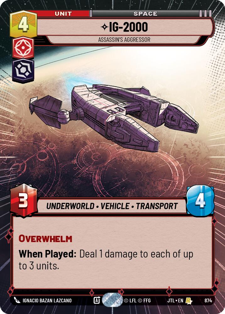 IG-2000 - Assassin's Aggressor (874) (Hyperspace Foil) (874) [Jump to Lightspeed] | Deep Dive Games St. Marys