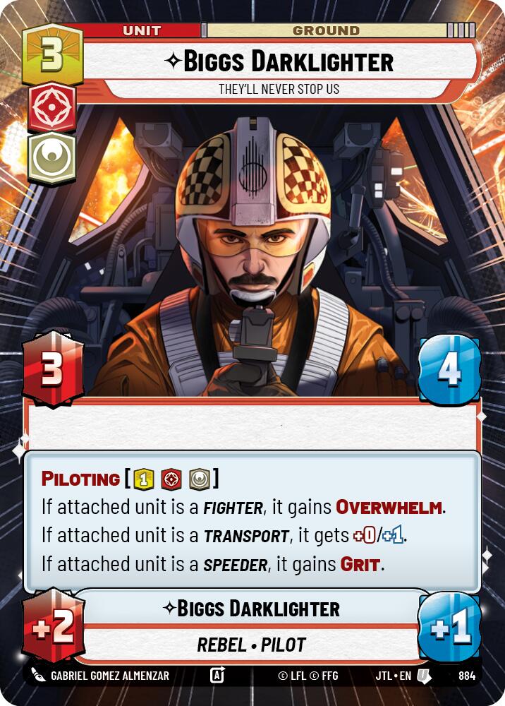 Biggs Darklighter - They'll Never Stop Us (884) (Hyperspace Foil) (884) [Jump to Lightspeed] | Deep Dive Games St. Marys