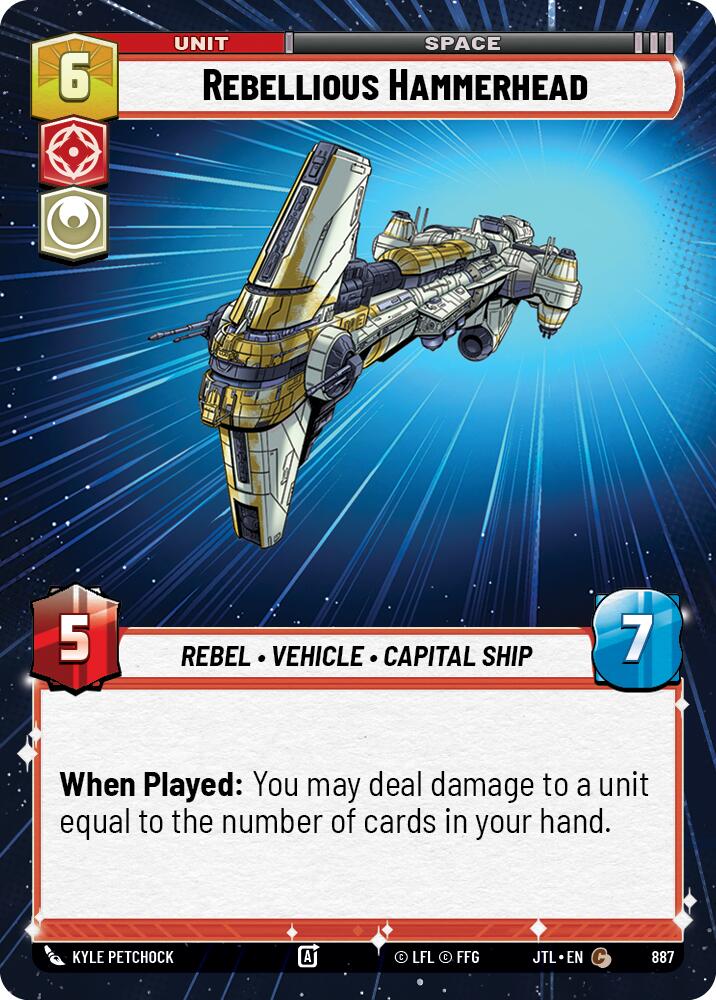 Rebellious Hammerhead (887) (Hyperspace Foil) (887) [Jump to Lightspeed] | Deep Dive Games St. Marys