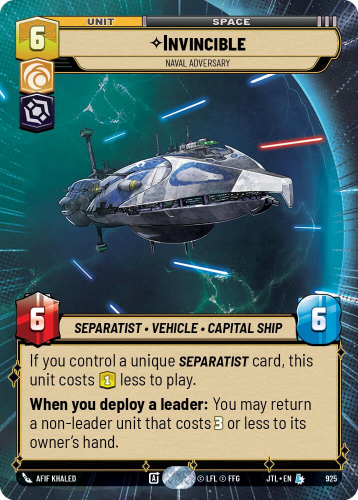 Invincible - Naval Adversary (925) (Hyperspace Foil) (925) [Jump to Lightspeed] | Deep Dive Games St. Marys