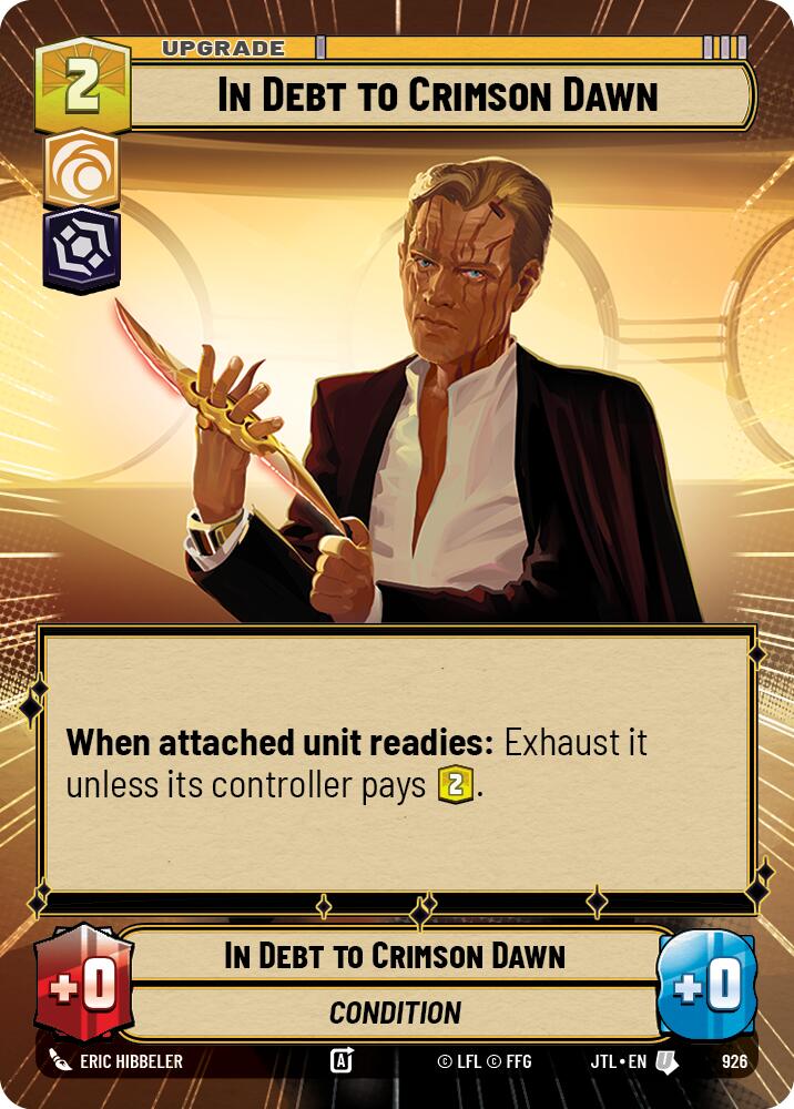 In Debt to Crimson Dawn (926) (Hyperspace Foil) (926) [Jump to Lightspeed] | Deep Dive Games St. Marys