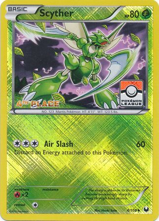 Scyther (4/108) (League Promo 4th Place) [Black & White: Dark Explorers] | Deep Dive Games St. Marys