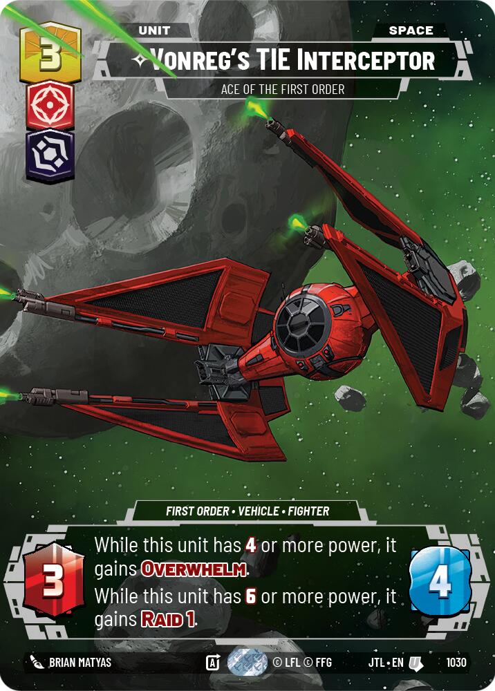 Vonreg's TIE Interceptor - Ace of the First Order (1030) (Prestige) (1030) [Jump to Lightspeed] | Deep Dive Games St. Marys