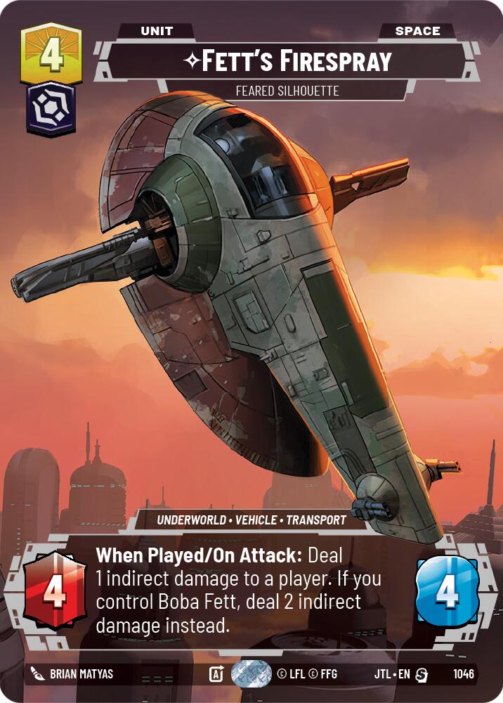 Fett's Firespray - Feared Silhouette (1046) (Prestige) (1046) [Jump to Lightspeed] | Deep Dive Games St. Marys