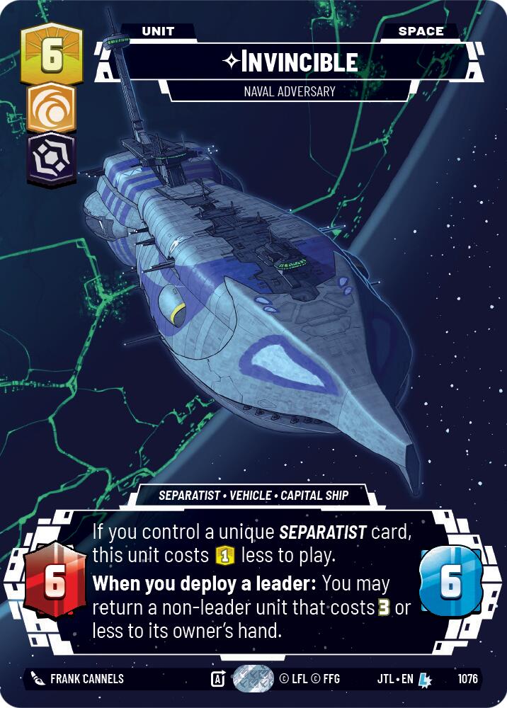 Invincible - Naval Adversary (1076) (Prestige Foil) (1076) [Jump to Lightspeed] | Deep Dive Games St. Marys